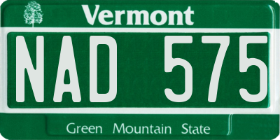 VT license plate NAD575