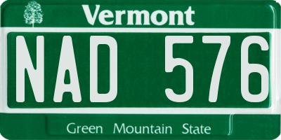 VT license plate NAD576