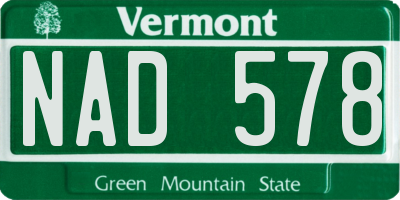 VT license plate NAD578