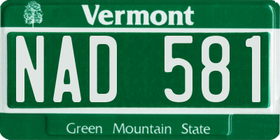 VT license plate NAD581