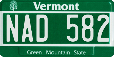 VT license plate NAD582