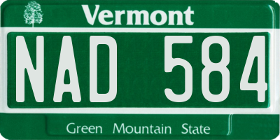 VT license plate NAD584