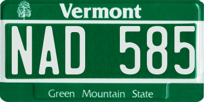 VT license plate NAD585