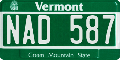 VT license plate NAD587