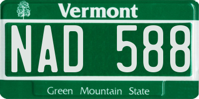 VT license plate NAD588