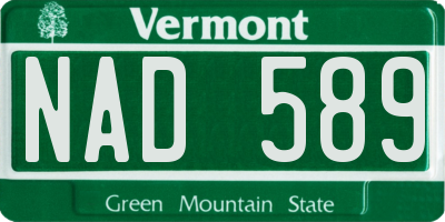 VT license plate NAD589