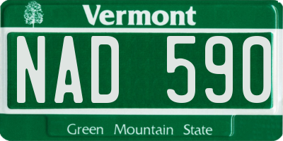 VT license plate NAD590