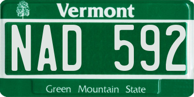 VT license plate NAD592