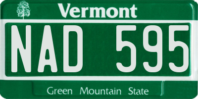 VT license plate NAD595