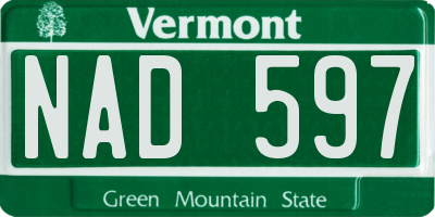 VT license plate NAD597