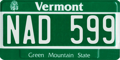 VT license plate NAD599