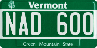 VT license plate NAD600