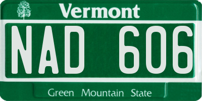 VT license plate NAD606