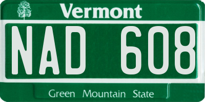 VT license plate NAD608