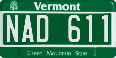 VT license plate NAD611