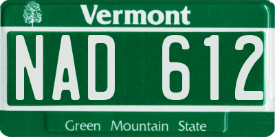 VT license plate NAD612