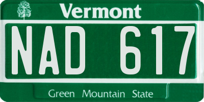VT license plate NAD617
