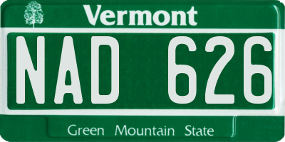 VT license plate NAD626