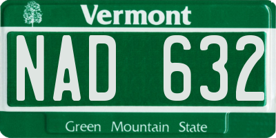 VT license plate NAD632