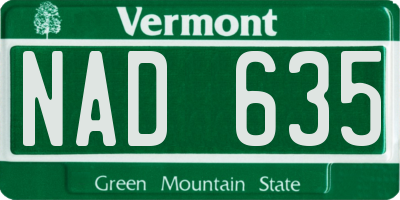 VT license plate NAD635