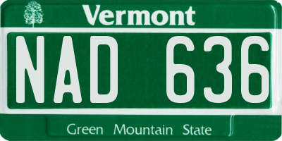 VT license plate NAD636