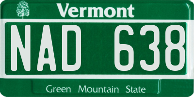 VT license plate NAD638