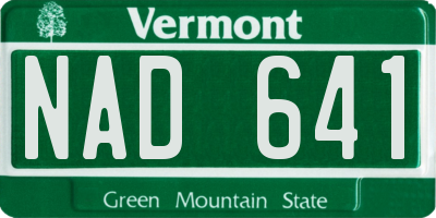 VT license plate NAD641