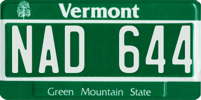 VT license plate NAD644