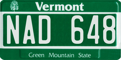 VT license plate NAD648