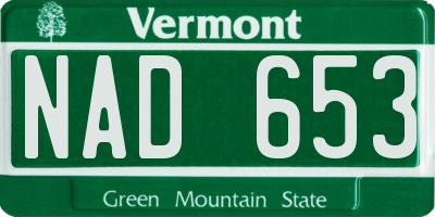 VT license plate NAD653