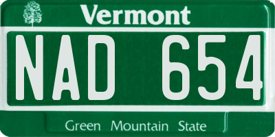 VT license plate NAD654