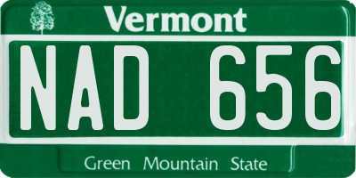 VT license plate NAD656