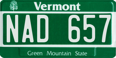 VT license plate NAD657