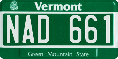 VT license plate NAD661