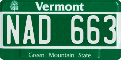 VT license plate NAD663