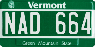 VT license plate NAD664
