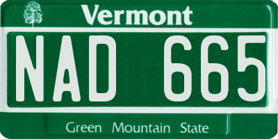 VT license plate NAD665