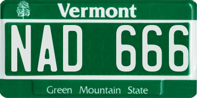 VT license plate NAD666