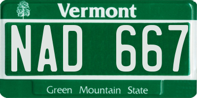 VT license plate NAD667