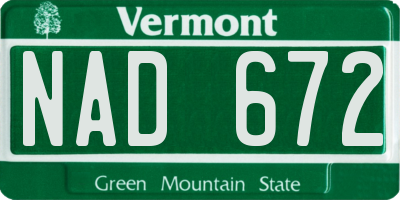 VT license plate NAD672