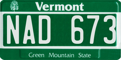 VT license plate NAD673