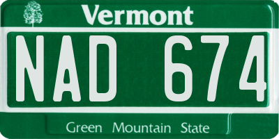 VT license plate NAD674