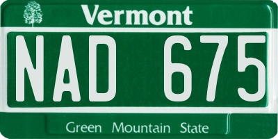 VT license plate NAD675