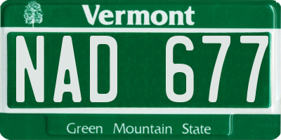 VT license plate NAD677