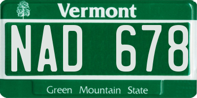 VT license plate NAD678