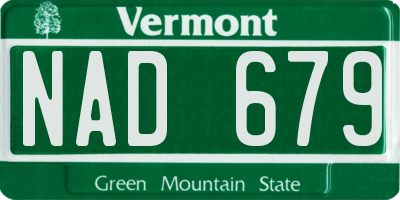 VT license plate NAD679