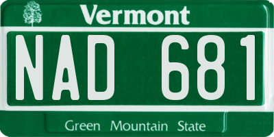 VT license plate NAD681