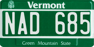 VT license plate NAD685