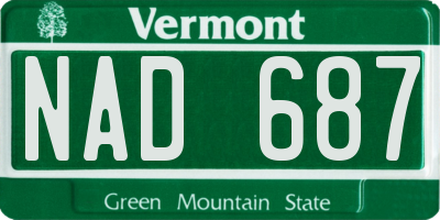VT license plate NAD687