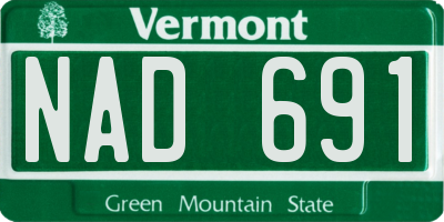 VT license plate NAD691